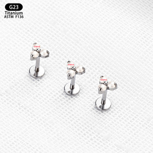 G23 <b>Titanium</b> Pearl <b>Stud</b> Earrings 4.4mm Flower Shape For Everyday Wear - Product Image 4