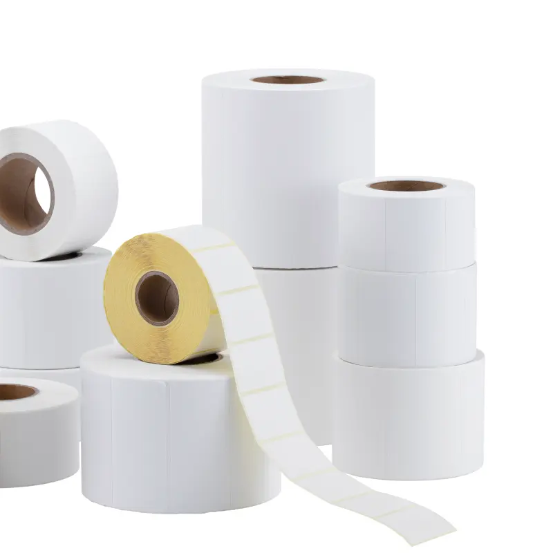 Fabrieksprijs Aangepast Formaat Thermische Sticker Blanco Doorlopende Hoogglans Mat Synthetisch Zelfklevend Papier