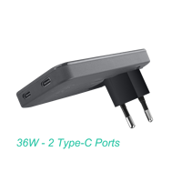 Cargador de Pared Ultra Delgado GaN, Enchufe Europeo, 35W, Cargador de Viaje Plegable y Delgado con Dos Puertos Tipo C para Teléfono Móvil