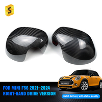 Shasha - Garniture de rétroviseur extérieur en fibre de carbone véritable, accessoire de décoration de voiture pour MINI F56 2021-2024, conduite à droite