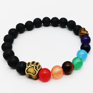 טורקיז קשת עיצוב לב כלב כף רגל הדפסה חרוזים אלסטית צמידים אלסטי מחיר המפעל עבור יוגה Lgbt יוגה ריפוי קסם מיוחד - Product Image 3