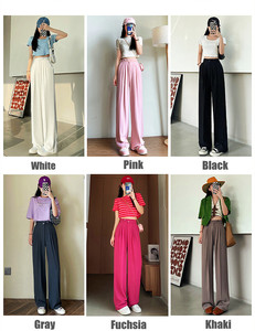 <span class=keywords><strong>Pantaloni</strong></span> da donna di alta qualità <span class=keywords><strong>pantaloni</strong></span> larghi con <span class=keywords><strong>doppio</strong></span> <span class=keywords><strong>bottone</strong></span> Casual a vita alta <span class=keywords><strong>pantaloni</strong></span> lunghi larghi - Product Image 2