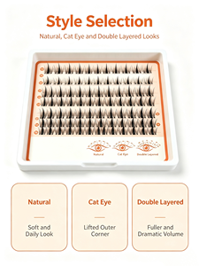 Pestañas en Racimo DIY de Longitudes Mixtas de 8 a 18 mm, Pestañas Suaves y Ligeras, Efecto Ojo de Gato Natural, para Extensiones de Pestañas en Casa - Product Image 6