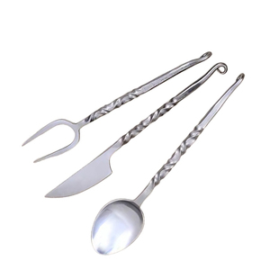 Juego de Cubiertos Clásico de Acero Inoxidable para Servir Pasteles, Cuchara, Cuchillo y Tenedor con Mango Trenzado, Acabado Pulido Espejo, Resistente al Óxido, Regalos Empresariales - Product Image 2