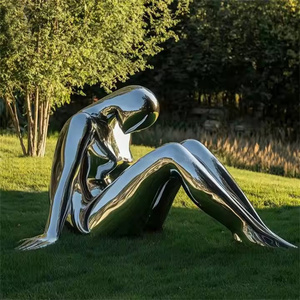 Estatua de <span class=keywords><strong>mujer</strong></span> reclinable de acero inoxidable decorativa para exteriores, escultura de figura de Metal chapada, pintura de Halloween a la venta - Product Image 5