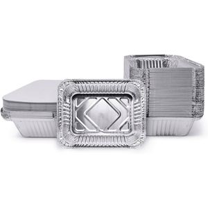600ml Oblong 18x13x4cm Disposable Aluminum <b>Foil</b> Food <b>Container</b> with <b>Foil</b> Lid Food Grade Packaging Trays - Product Image 1