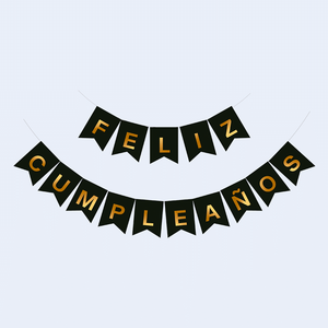 Guirnalda Feliz Cumpleaños con Letras Negras y Doradas, 16 Piezas, 4 Metros, Banner para Fiesta - Product Image 1
