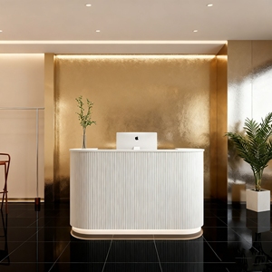 Q072 cong rãnh thiết kế và LED chiếu sáng gỗ bàn tiếp tân cho văn phòng Beauty Salon khu vực tiếp tân - Product Image 1