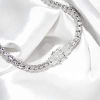Collier Chaîne Tennis Hip Hop en Argent Sterling 925 avec Moissanite Taille Lune 5mm, Bijoux de Mode Raffinés pour Hommes et Femmes
