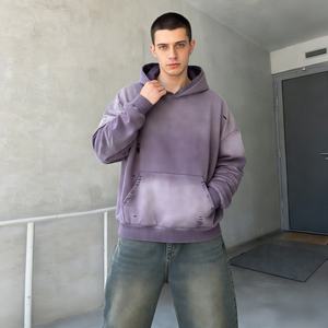 เสื้อฮู้ดดี้ผ้าหนา 460 แกรม ขายส่ง ผู้ผลิตยอดนิยม รับผลิตตามแบบ เสื้อฮู้ดดี้ทรงสลิมฟิต ผ้าฝ้าย 100% ทรงหลวมไหล่ตก สไตล์ดิสเทรส สำหรับผู้ชาย - Product Image 1