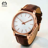 Montre-bracelet à quartz pour homme Migaga, mode minimaliste de luxe, avec boîtier en acier inoxydable, bracelet en cuir de 22 mm, résistante à l'eau