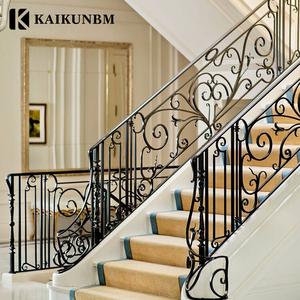 Modern Black Wrought Iron Guardrail Staircase Handrail Fence Aluminum Railing For Villa Courtyard