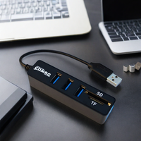 HUB USB2.0 3-Port Dengan Combo 6-in-1 Termasuk Pembaca Kartu SD/MMC/Mini SD/TF untuk Transfer Data Efisien 480Mbps