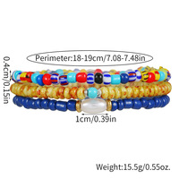 Bracelet extensible style bohème perles de riz, design Instagram, design color-block de niche, à porter en superposition, perles unisexe