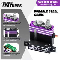 Servo numérique HV sans noyau PTK 8812 MG-D Slim Wing-Bay avec engrenage en acier inoxydable 2BB 15kg 0.096sec 5.0V-8.4V pour avion RC à voilure fixe F5J et voiture RC