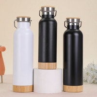 Penjualan laris botol air hidro olahraga terisolasi baja tahan karat klasik dengan sumbat atau bagian bawah bambu hadiah bisnis tetap panas