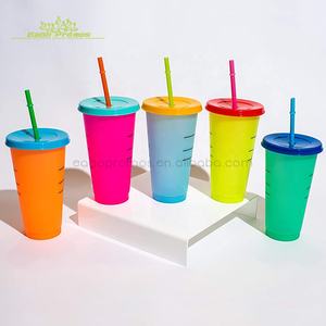 كوب عصير ماء بلاستيكي قابل لإعادة الاستخدام عالي الجودة ومخزون بماصة - Product Image 4