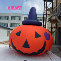 Citrouille gonflable personnalisée avec chapeau pour fête d'enfants, décoration d'Halloween, ballon géant gonflable en forme de citrouille sucrée