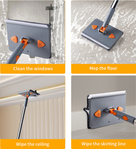 Équipement de nettoyage ménager de haute qualité, serpillière plate rotative en microfibre carrée pour le dépoussiérage des fenêtres, manche rectangulaire, utilisation domestique - Product Image 5