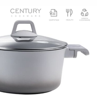 Casserole en aluminium moulé de haute qualité CENTURY 2024, design européen écologique, couvercle en verre, pour cuisinières à gaz et à induction