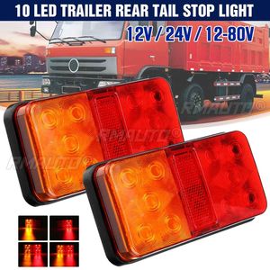2PCS 12V 24V Feux arrière LED pour camion, clignotants, feux stop, feux de freinage arrière pour voiture, remorque, caravane, bateau, camping-car - Product Image 1