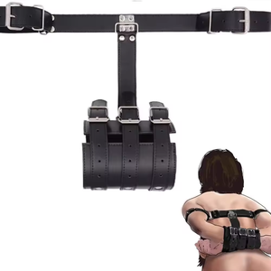 Cintura di Disciplina BDSM, Cinghie di Contenimento in Pelle per Tutto il Corpo, Manette per Mani Dietro la Schiena, Guanti con Maniche per Braccia, Prodotto Sessuale - Product Image 5