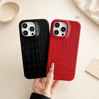 Funda de Teléfono de Cuero Croc de Color Sólido Resistente a Golpes para iPhone