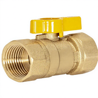 Válvula de bola de gas de control FIP de 1/2 pulgada con manija de 1/4 de vuelta, 2 puertos, 600 PSI de presión máxima, accesorio de plomería de latón OEM para el hogar