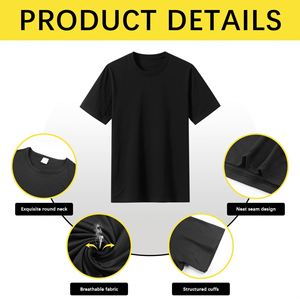 Unisex Adult <b>T</b>-<b>Shirts</b> 100% Polyester Bulk Pack Soft Stretch Fabric 180g <b>Plain</b> <b>Black</b> - Product Image 4