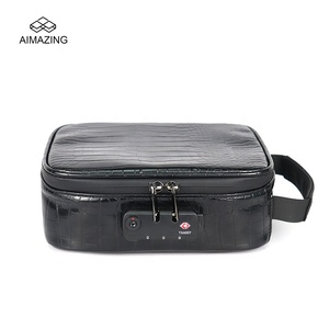 Carbon lining Smell proof Case Package Smell Proof with lock water proof material crocodile print custom stash box