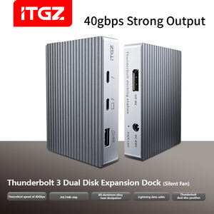 ITGZ çift Bay M.<span class=keywords><strong>2</strong></span> NVME protokol tipi C 40Gbps Thunderbolt <span class=keywords><strong>3</strong></span> alüminyum SSD katı hal muhafaza USB adaptörü sabit Disk kutu - Product Image 6
