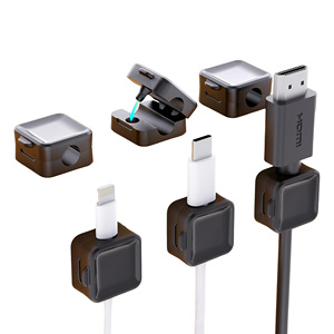 6 Pack clip per cavi in plastica nera regolabile per gestione del cavo Organizer gancio per telefono da scrivania/cavo di ricarica USB/supporto per filo - Product Image 1