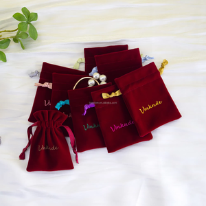 Pochette en velours bordeaux de haute qualité 8*10cm, durable, avec cordon de serrage, pour bijoux, emballage cadeau, bougies, cosmétiques, sacs à bijoux - Product Image 6
