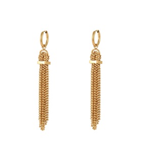 Brincos de Argola Oversized com Franjas de Miçangas em Cores Contrastantes |   Aço Inoxidável |   Brincos Estilo Europeu-Americano da Moda INS - Product Image 1