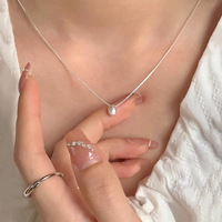 Collier pendentif mini goutte d'eau S925, style tendance, chaîne fine, pour femme, bijoux