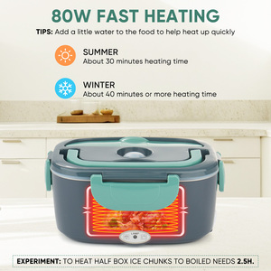 กล่องข้าวไฟฟ้า 1.5 ลิตร 80 วัตต์ ให้ความร้อนเร็ว ใช้ในบ้าน ภาชนะใส่อาหารกันรั่วซึม พร้อมภาชนะสแตนเลสและกระเป๋าเก็บอุณหภูมิ - Product Image 2