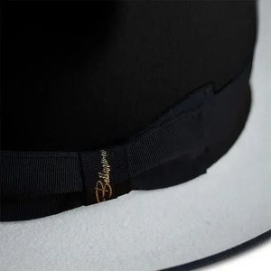 Black Wool Fedora <b>Hat</b> With White Brim Unisex Adult Size 56-58CM Formal Casual Style Four Seasons Wear - Product Image 3