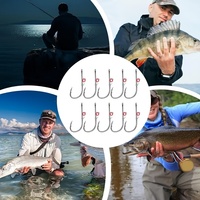 10 pièces hameçons de pêche crevettes vivantes crochet fixe en acier au carbone barbelé avec trous 2/3/4 poisson-chat basse pêche matériel de pêche leurre