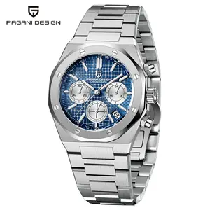 PAGANI DESIGN 1707 Classic Men's Quartz VK63 Watch Stainless Steel Waterproof Clock Luxury Sapphire Glass Chronograph