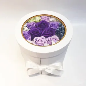 Luxury floral <b>gift</b> packaging in circular paper <b>boxes</b>, customizable according to needs - Product Image 6
