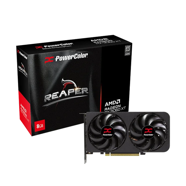 2025 New PowerColor Reaper Radeon RX 9060 XT 8GB GDDR6 PCIe 5.0 VGA RX 9060XT GPU RX9060 XT Video Card for Gaming PC Desktop