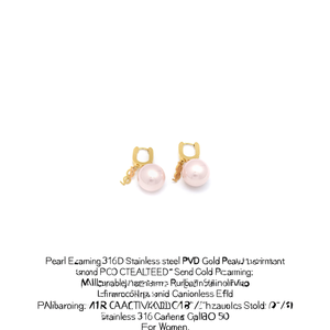 Pearl <b>Earrings</b> 316L Stainless Steel PVD Gold Plating Sustainable Resistant Jewelry For Women - Product Image 2
