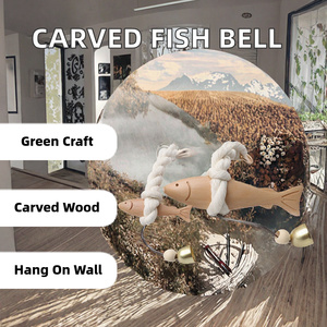 Sonnette de porte en bois de hêtre de haute qualité, gravée motif poisson réaliste, personnalisable, écologique, décoration en bois massif, cadeau DIY pour entrée - Product Image 2