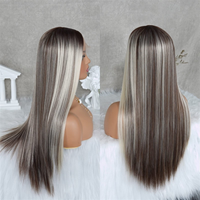 Perruque sans colle complète avec dentelle frontale HD 13x6, densité 200%, cheveux humains naturels vietnamiens bruts, lisses, avec mèches colorées