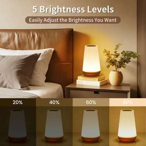Touch Control <b>LED</b> Night Light Wood Base Warm White 2700K <b>Battery</b> Powered CRI 90 25000 Hours Lifespan Minimalist Design for - Product Image 4
