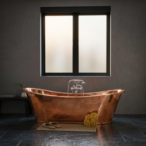 Bañera Independiente de Cobre con Acabado Martillado Antiguo, Rectangular, con Tapa, para Baño en Casa-I H C - Product Image 3