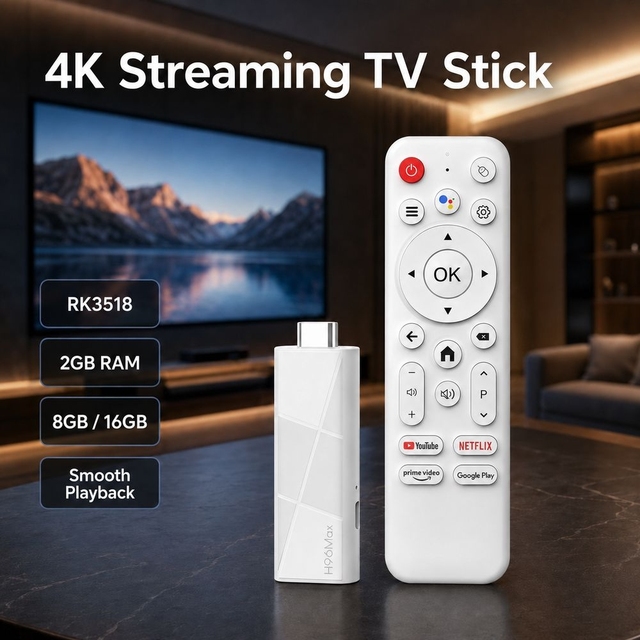 Android 14 4K TV Stick RK3518 2GB RAM 16GB ROM WiFi 6 BT 5.4 Voice Remote H96 MAX OEM ODM
