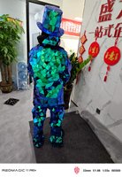 Costume de robot miroir bleu-vert irisé avec haut-de-forme, ensemble complet en modal pour spectacle de boîte de nuit, défilé de carnaval et performance