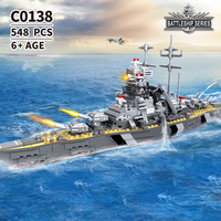 Blocs de construction WOMA TOY C0138, navires de guerre militaires, jouet pour enfants, modèle de flotte de guerre, brique KMS Bismarck, navire de guerre
