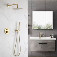 Système de douche mural moderne en laiton avec finition en acier inoxydable, ensemble de douche de luxe à effet pluie, douchette à main thermostatique
